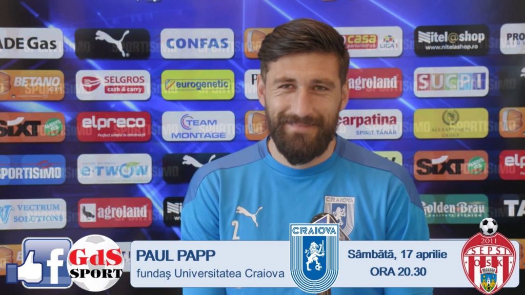 „U” Craiova – Sepsi / Paul Papp: „Sper din tot sufletul să facem o partidă bună şi să câştigăm”