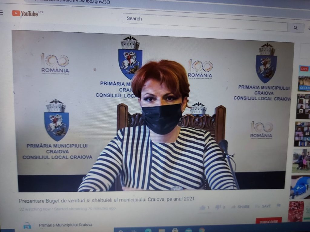 Bugetul Craiovei din 2021, prezentat online pentru câteva zeci de urmăritori