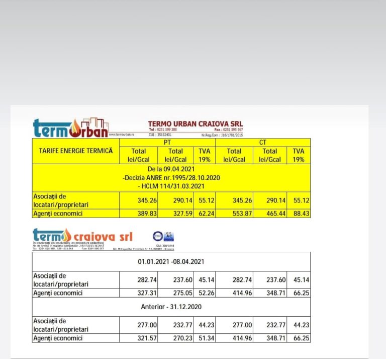 Noul tarif