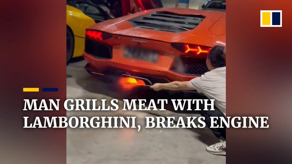 (VIDEO) A încercat să frigă carne la țeava de eșapament a unui Lamborghini de 1 milion de dolari