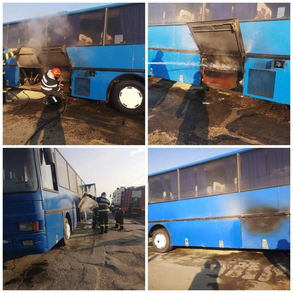 Un autocar cu 21 de copii a luat foc