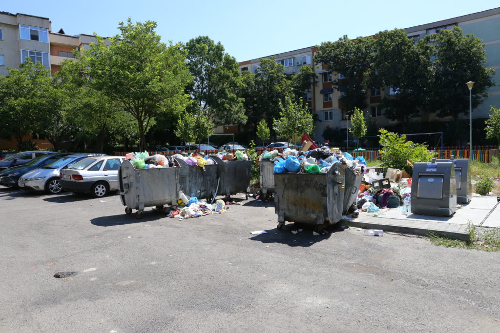 Aşa arătau majoritatea platformelor de gunoi din Craiova la câteva zile după ce colectarea deşeurilor menajere din municipiu a trecut în sarcina Iridex