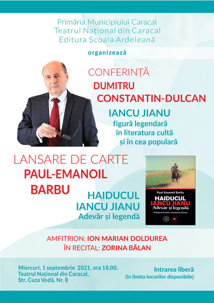 Dumitru Constantin-Dulcan, conferinţă despre Iancu Jianu, la Caracal