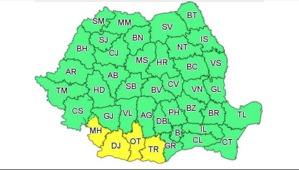 Cod galben de caniculă în trei județe din Oltenia