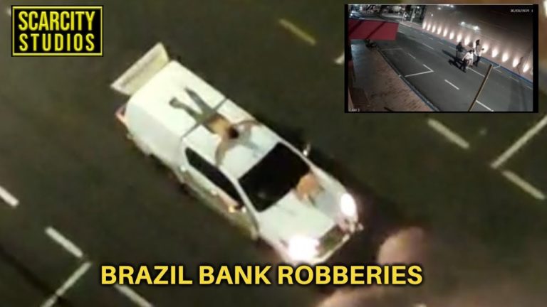 Jaf la o bancă în Brazilia, cu ostateci legaţi pe maşini drept scut uman