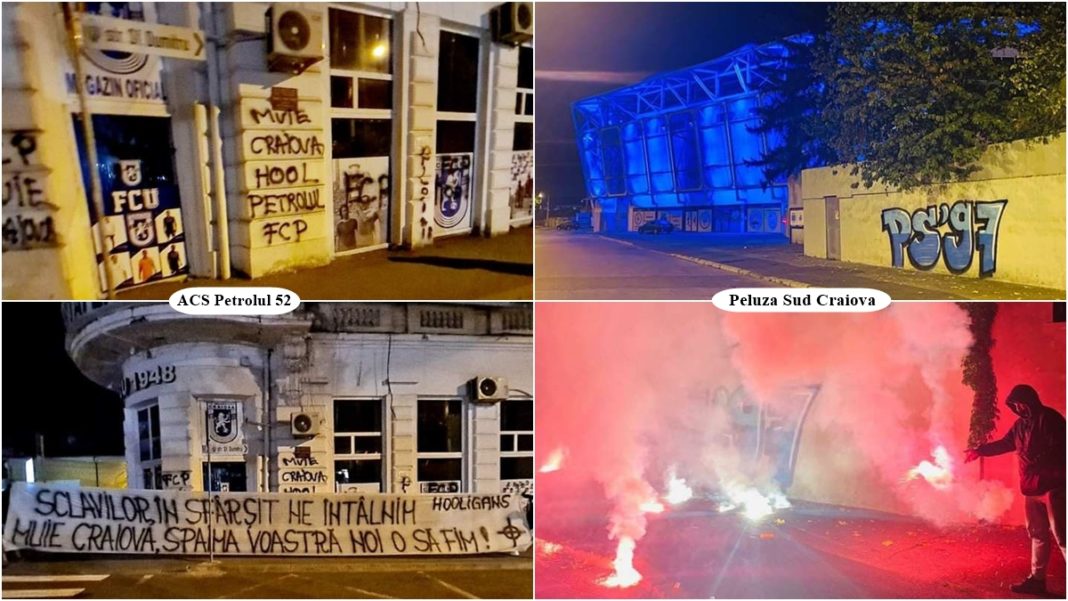 Sediile FCU şi Petrolul, la momentul vandalizării