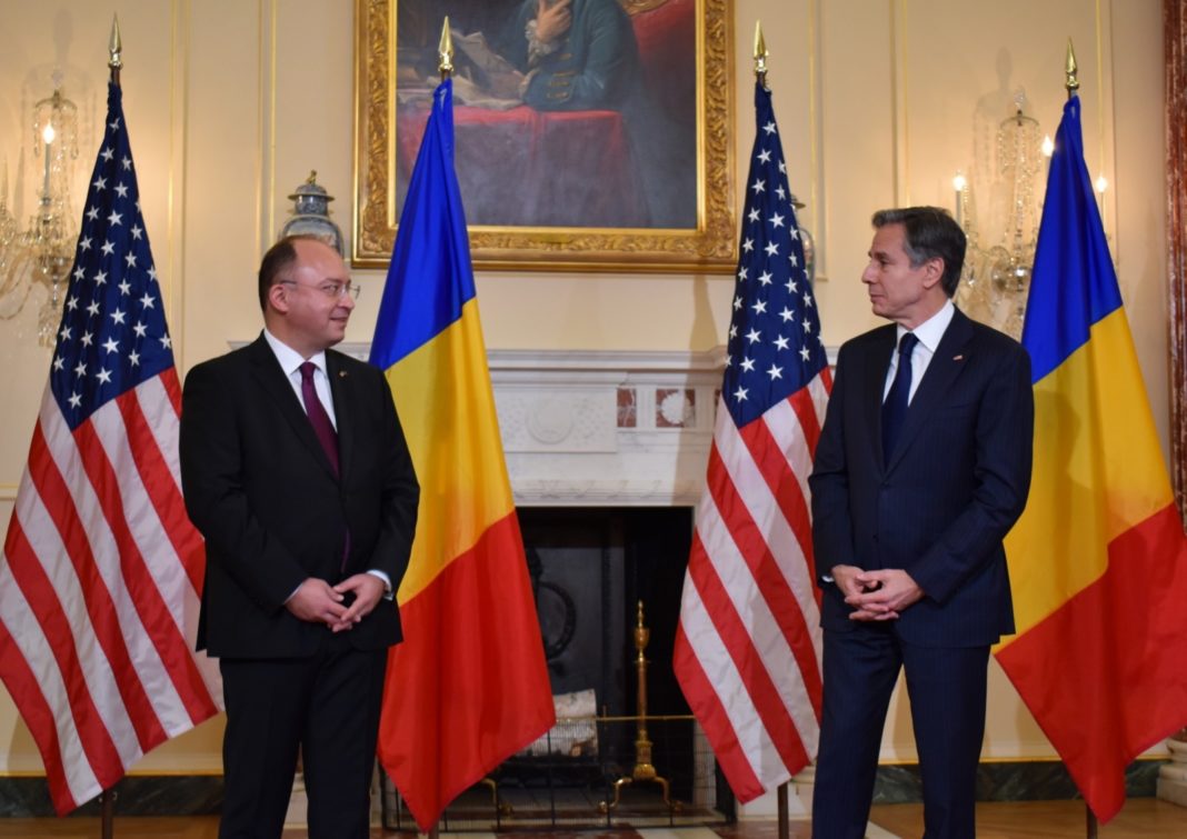 Ministrul afacerilor e și xterne Bogdan Aurescu și secretarul de stat al SUA, Antony Blinken
