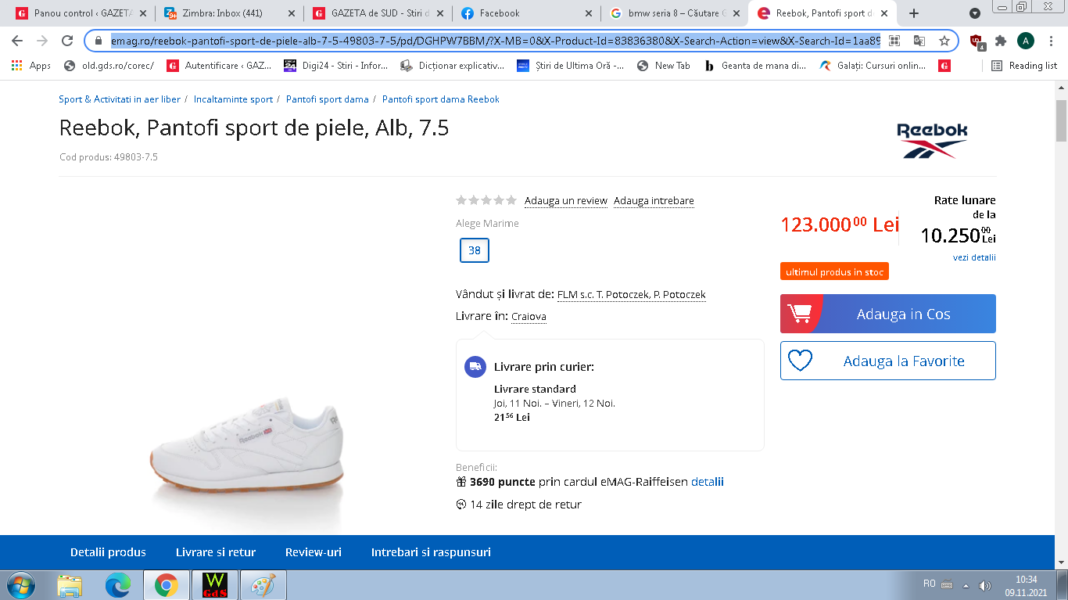 Emag vinde o pereche de adidaşi cu 123.000 de lei
