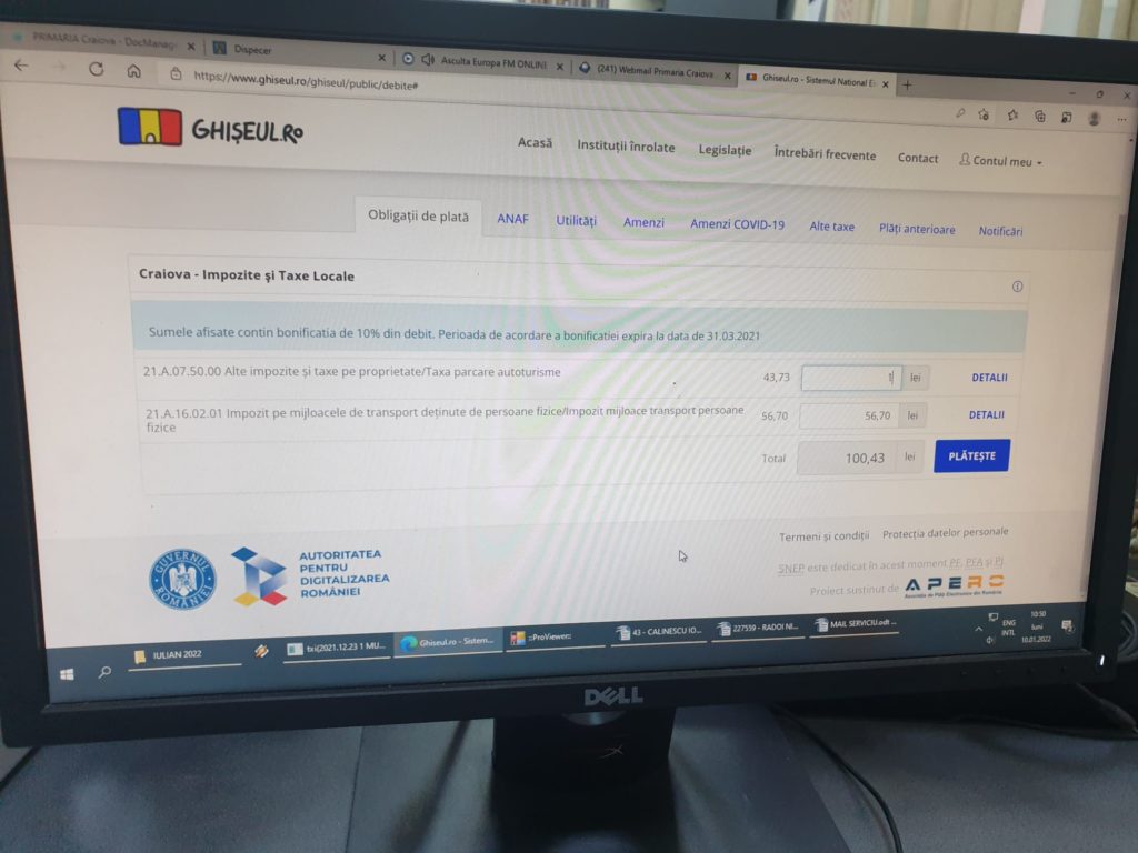 Craiovenii pot să plătească taxele și impozitele online