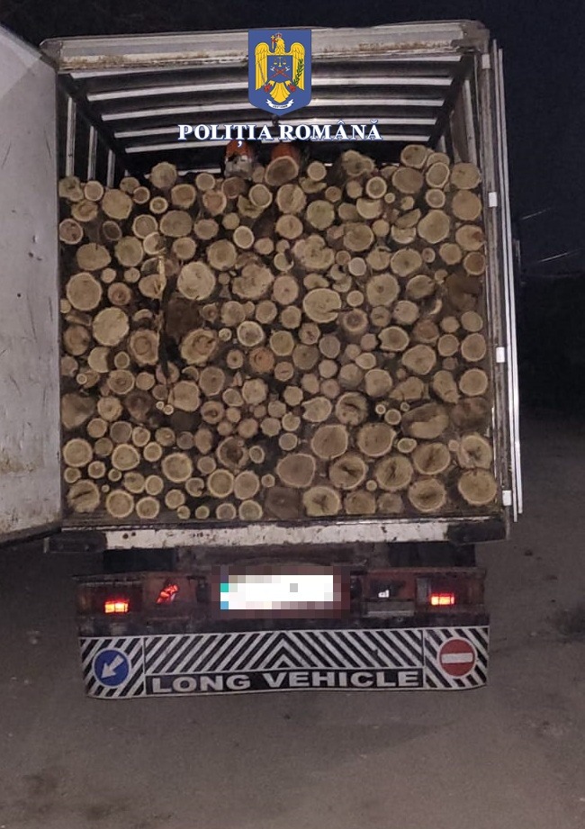 Un transport ilicit de lemne a fost descoperit de polițiștii din Strehaia
