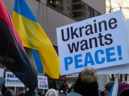 Manifestaţie împotriva războiului în capitala Ucrainei
