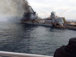 Ucraina a localizat nava de război rusească Moskva ajutată de SUA