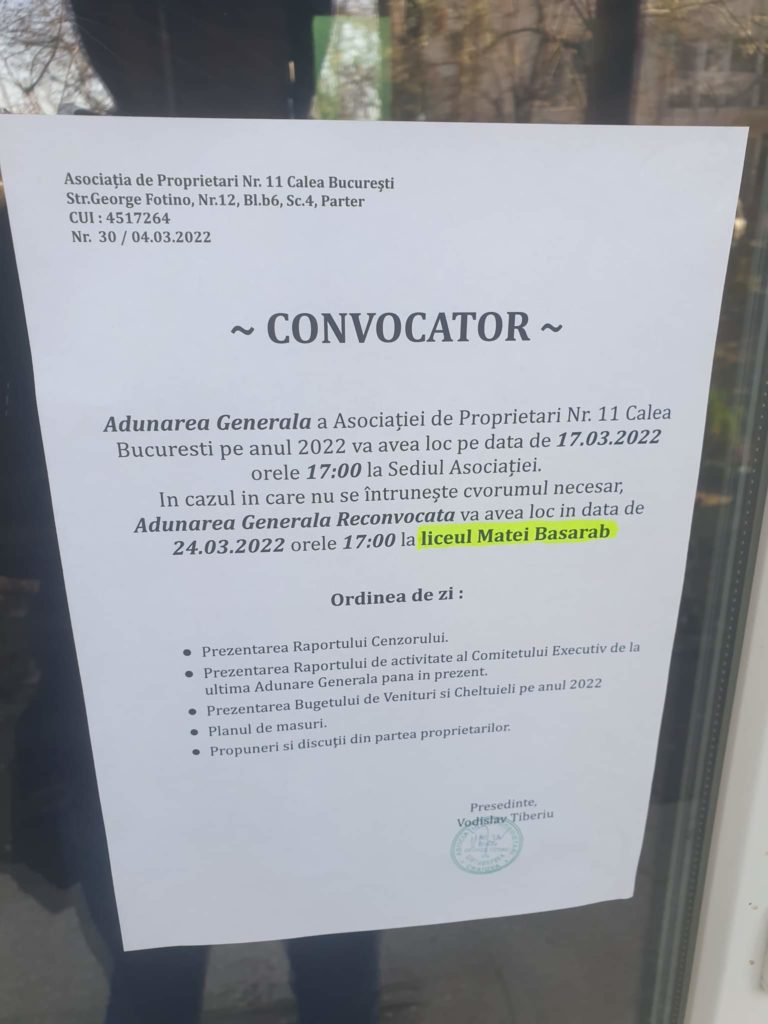 Convocator Adunare generală