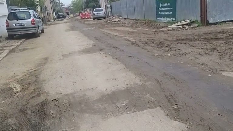 Împotmoliţi pe şantierul de pe strada Remus
