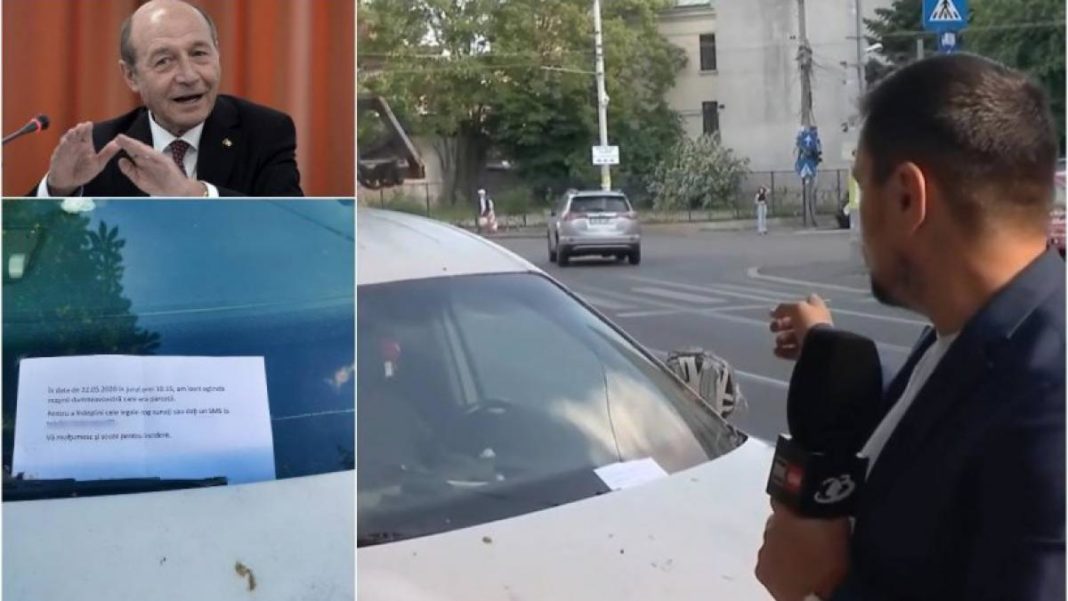 Traian Băsescu, pus să sufle în fiolă după ce a provocat un accident ușor (Foto: Antena3)