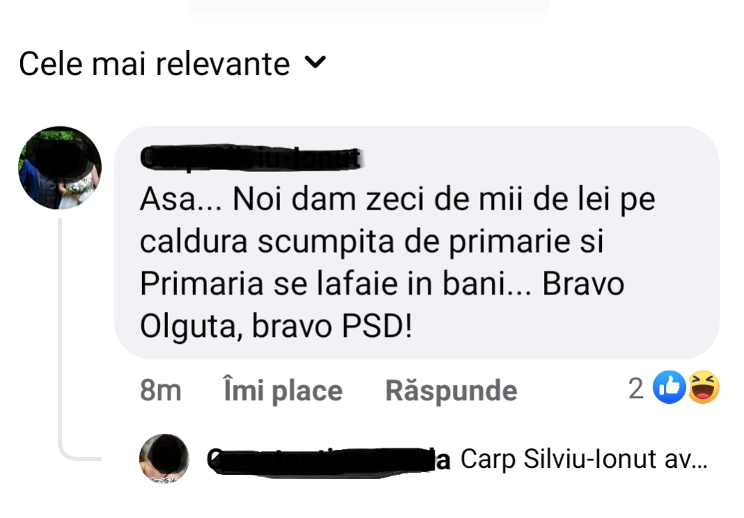 Unul dintre comentariile şterse