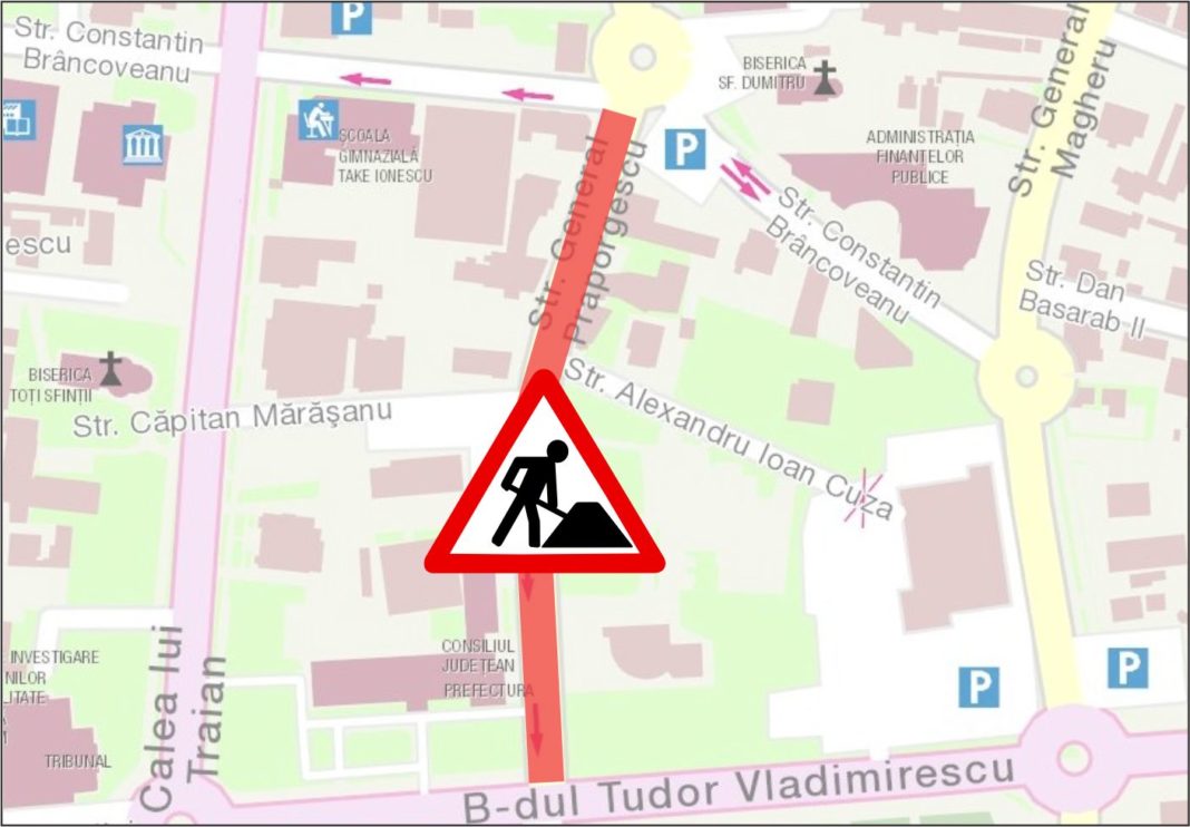Se va reabilita segmentul cuprins între sensul giratoriu de la intersecţia cu strada Constantin Brâncoveanu (în vecinătatea sediului Primăriei) şi bulevardul Tudor Vladimirescu