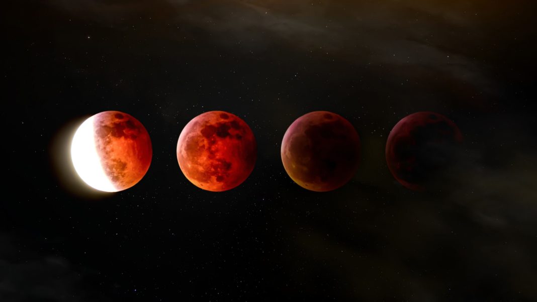 Luna va deveni roşiatică în timpul eclipsei totale din noaptea de duminică spre luni.