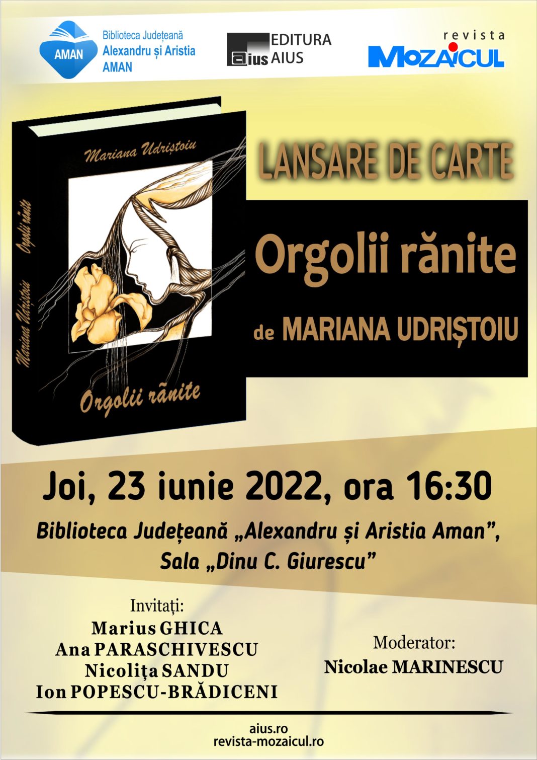 Autoarea a absolvit Facultatea de Litere din Craiova, specializarea Limbă și literatură română - Limba franceză