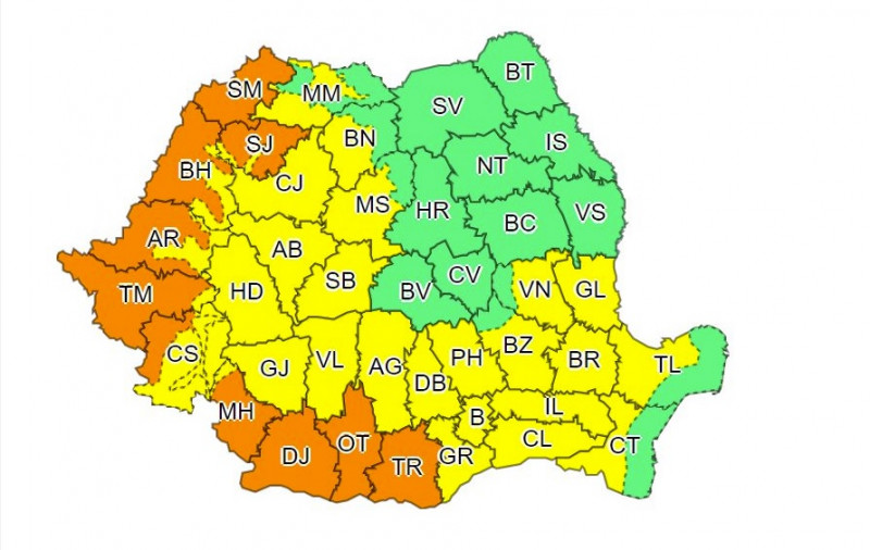 Cod portocaliu de caniculă în zece județe din vestul şi sudul ţării