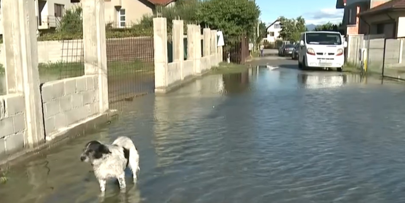 Străzile, dar și curțile unor case sunt în acest moment inundate