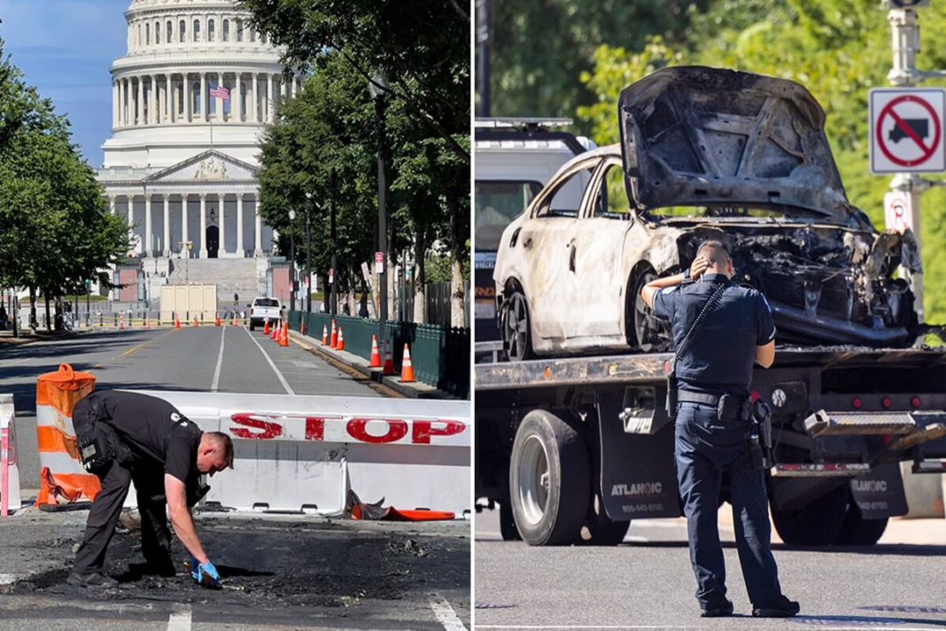 Un bărbat s-a împușcat după ce a intrat cu mașina într-o baricadă de lângă Capitoliu