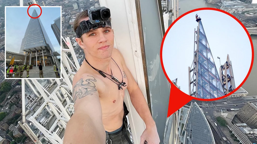 Un tânăr a escaladat desculț şi cu mâinile goale cea mai înaltă clădire din Marea Britanie