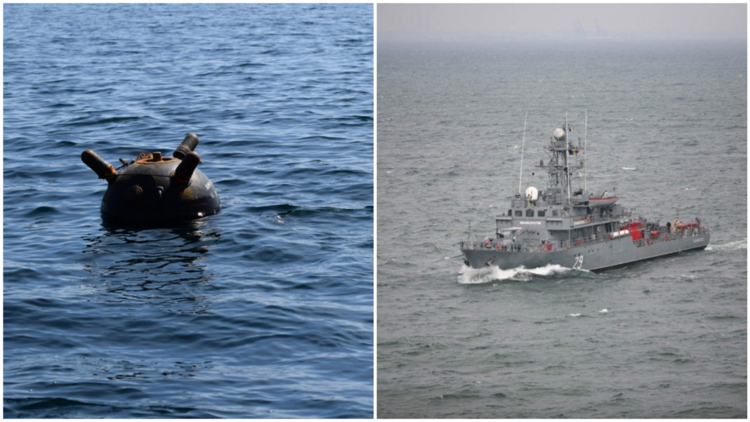 O navă militară a Forţelor Române a lovit o mină în Marea Neagră