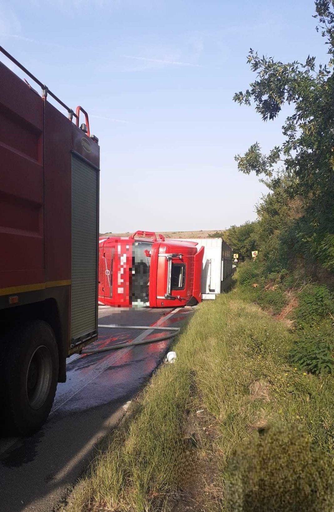 TIR încărcat cu peste 600 de porci vii, răsturnat pe DN 6