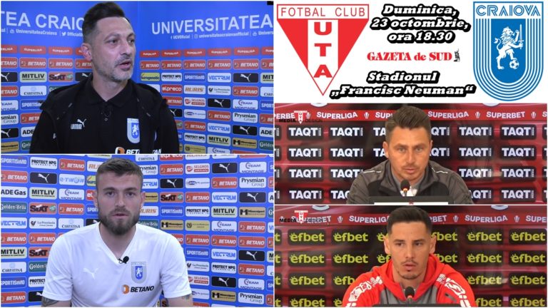 UTA – „U“ Craiova | Rădoi și Crețu știu ce-i așteaptă și sunt optimiști. Poenaru și Anton țin garda sus (VIDEO)