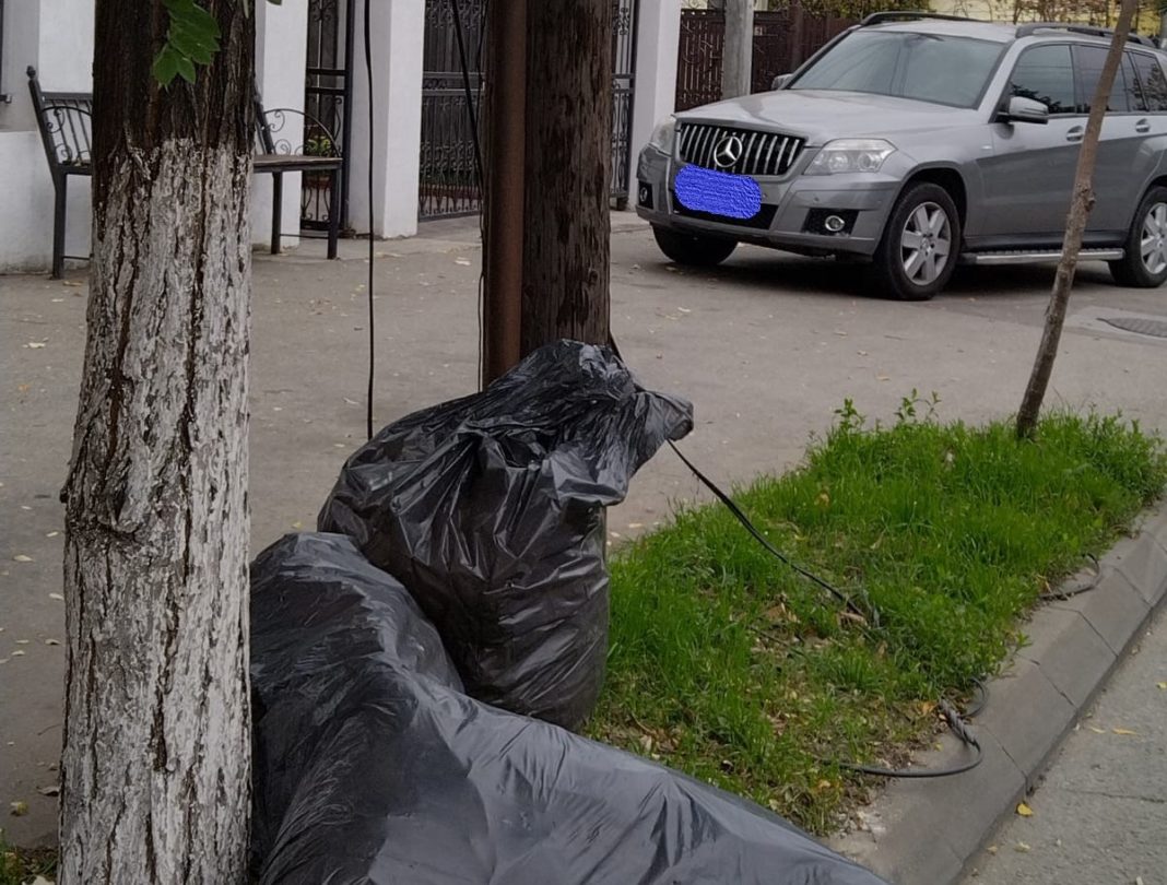 O craioveancă a fost amendată cu 1.000 de lei pentru că a abandonat trei saci de gunoi menajer