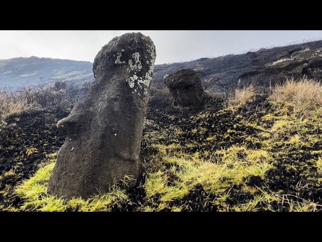 (VIDEO) Statui de pe Insula Paștelui, deteriorate de un incendiu