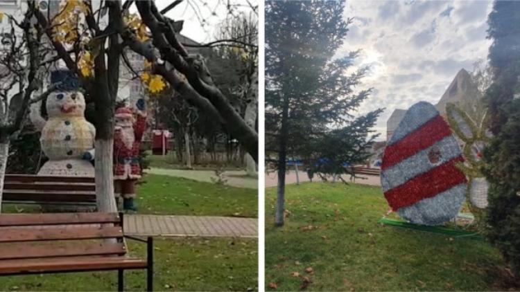 Moş Crăciun şi Iepuraşul de Paşte, în acelaşi loc. Copiii se gândesc cui să-i scrie de Crăciun