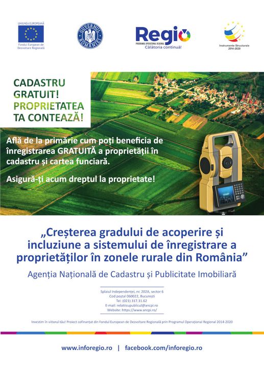 În alte 99 de localități se desfășoară lucrări de înregistrare sistematică a imobilelor în cadrul PNCCF, atât la nivel de UAT, cât și pe sectoare cadastrale.