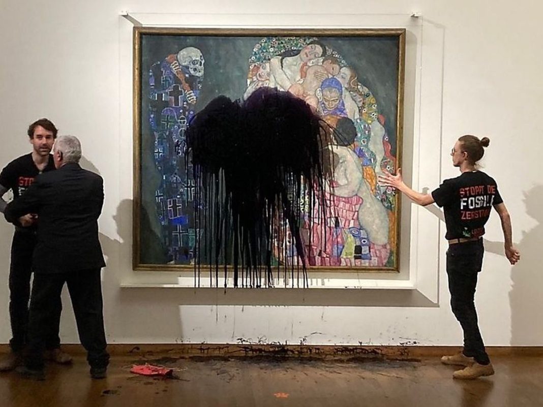 Tablou de Klimt, vandalizat de militanţii ecologişti la Viena