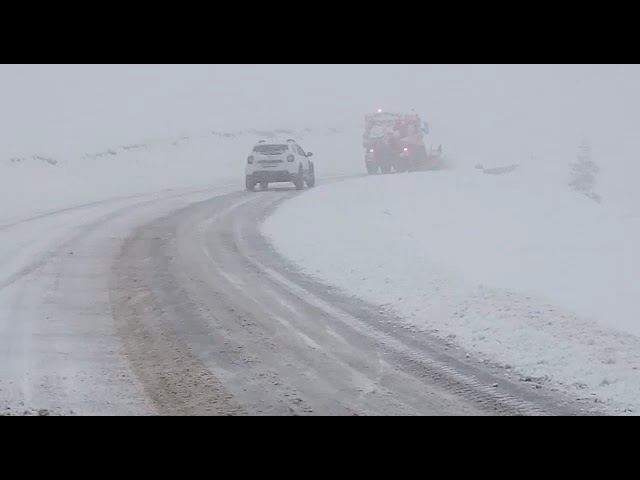 (VIDEO) Drumarii intervin cu 4 utilaje de deszăpezire la Rânca