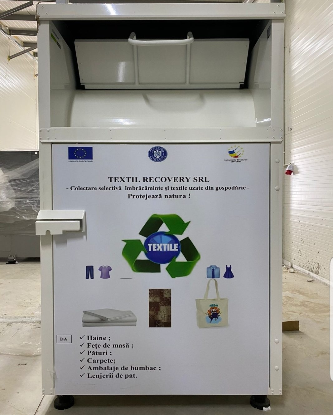EUROTEX SH SRL va oferi gratuit containerele de colectare ce vor fi personalizate cu sigla municipalității, colectarea regulată a deșeului textil și raportarea completă asupra cantităților colectate
