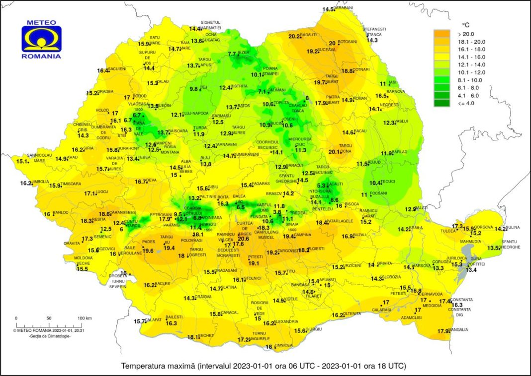 Unde a fost cel mai cald în țară în anul 2022 