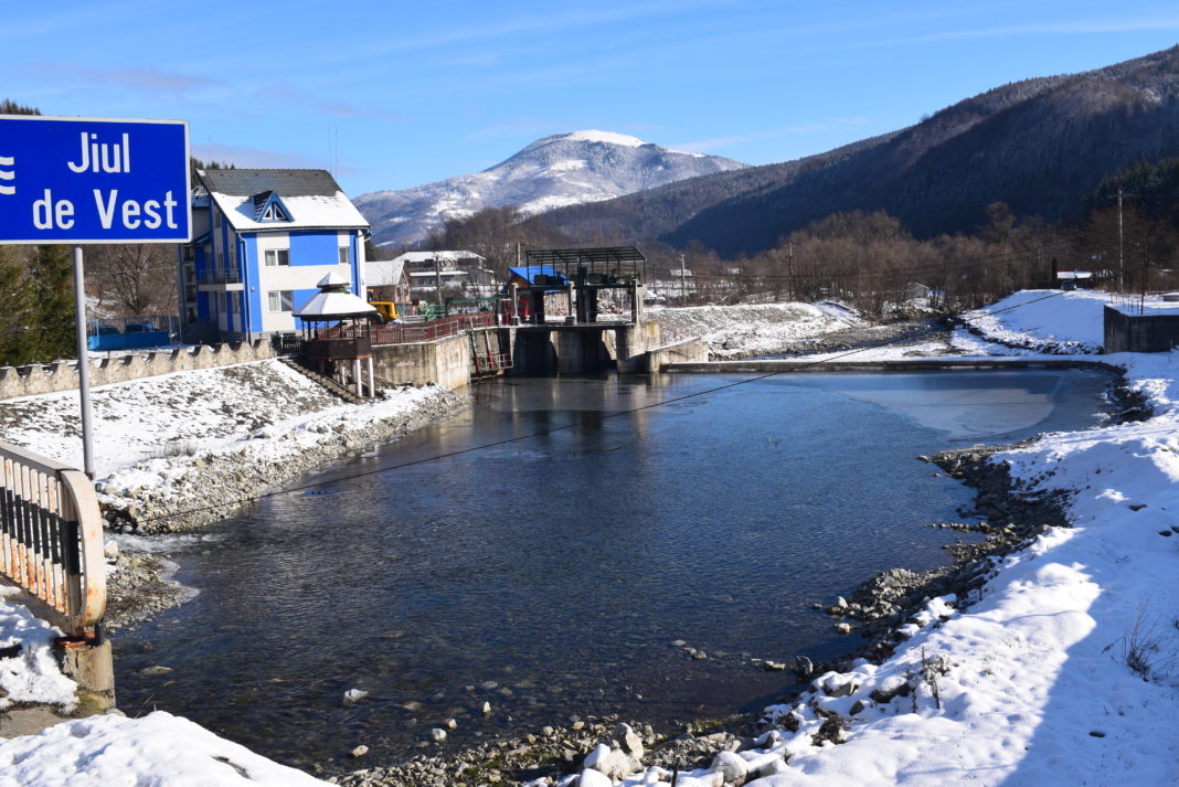 Gheață la mal pe râul Jiu