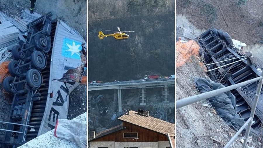 Un șofer român a căzut cu TIR-ul de pe un viaduct în Italia