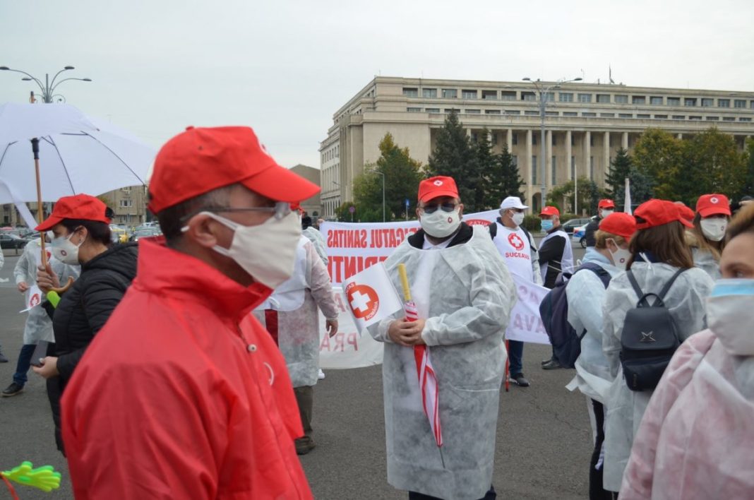 Mitingul declanşat face parte dintr-o serie de proteste ale Federaţiei Sanitas