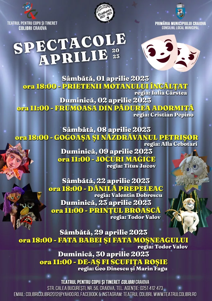 Povești pe scenă, în week-end, la Teatrul Colibri