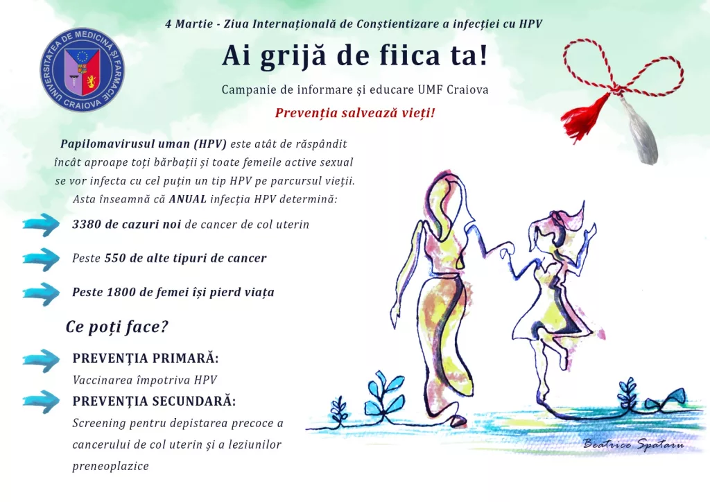 Femeia, nu doar apreciată, ci și protejată. Campanie UMF Craiova pentru prevenția cancerului de col
