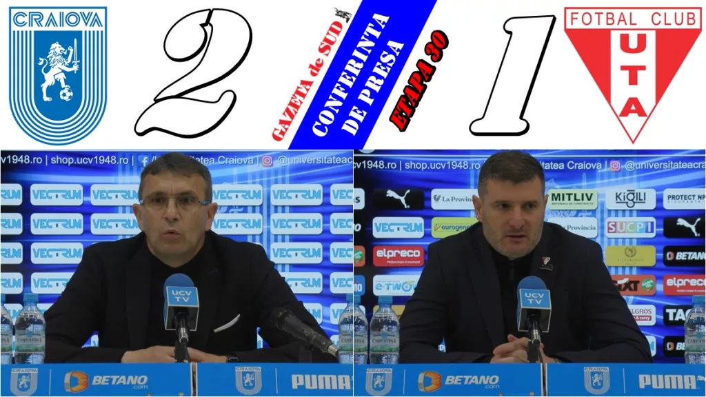 „U“ Craiova – UTA 2-1 | Neagoe și-a felicitat echipa, Balint – nemulțumit