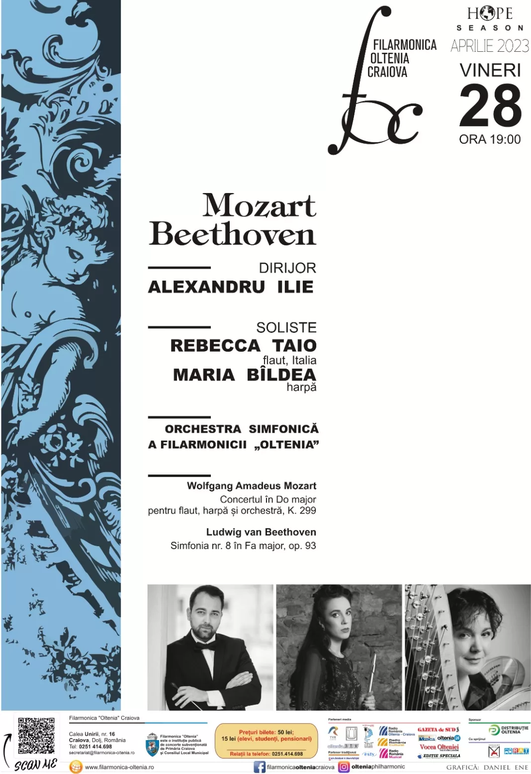 Concertul pentru flaut și harpă de Mozart la Filarmonica Oltenia