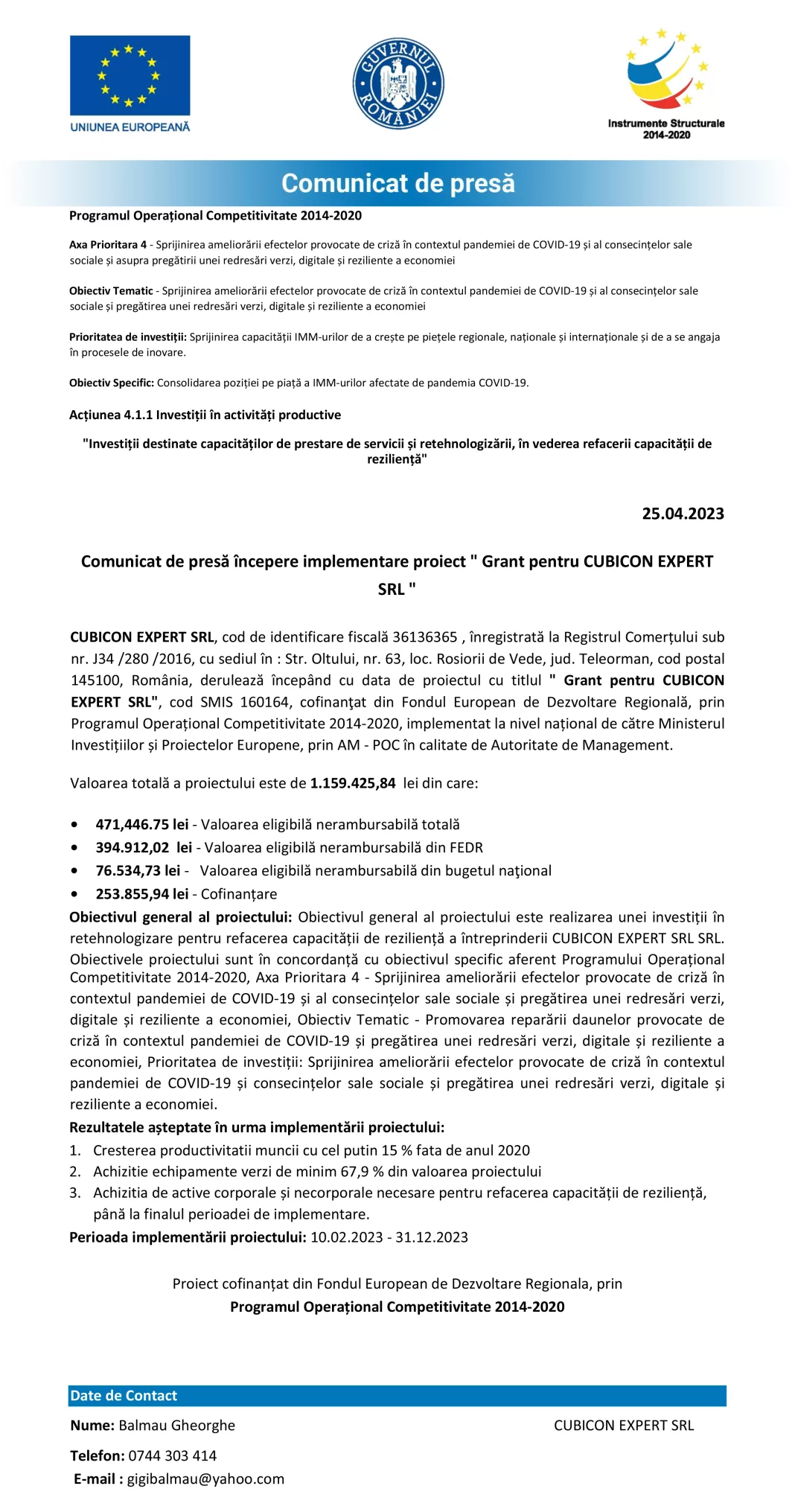 Programul Operațional Competitivitate 2014-2020