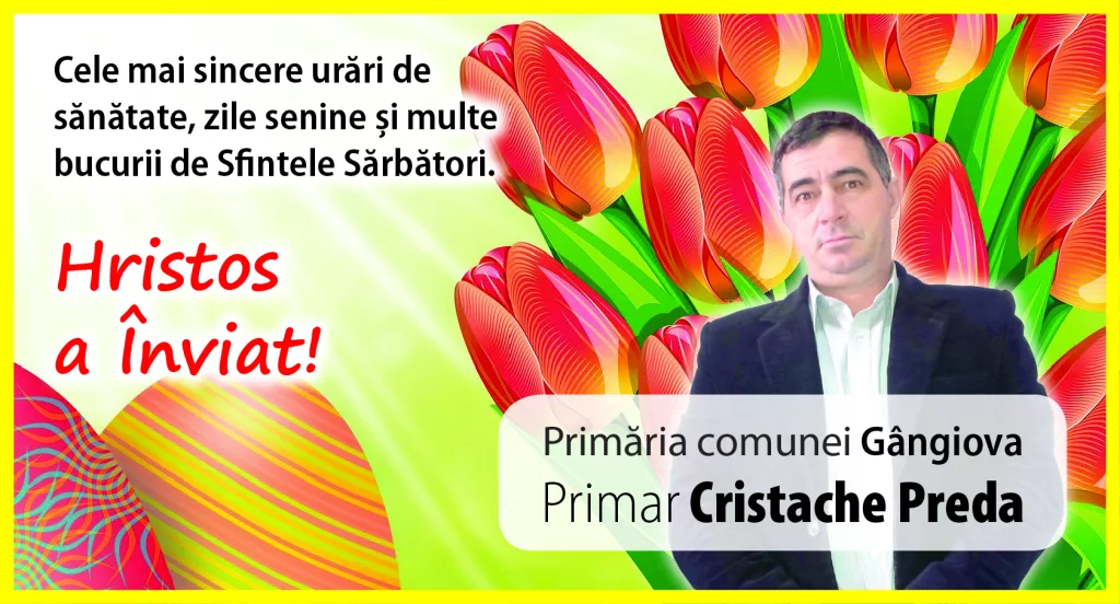 Primăria Comunei Gângiova vă urează „Paște fericit”