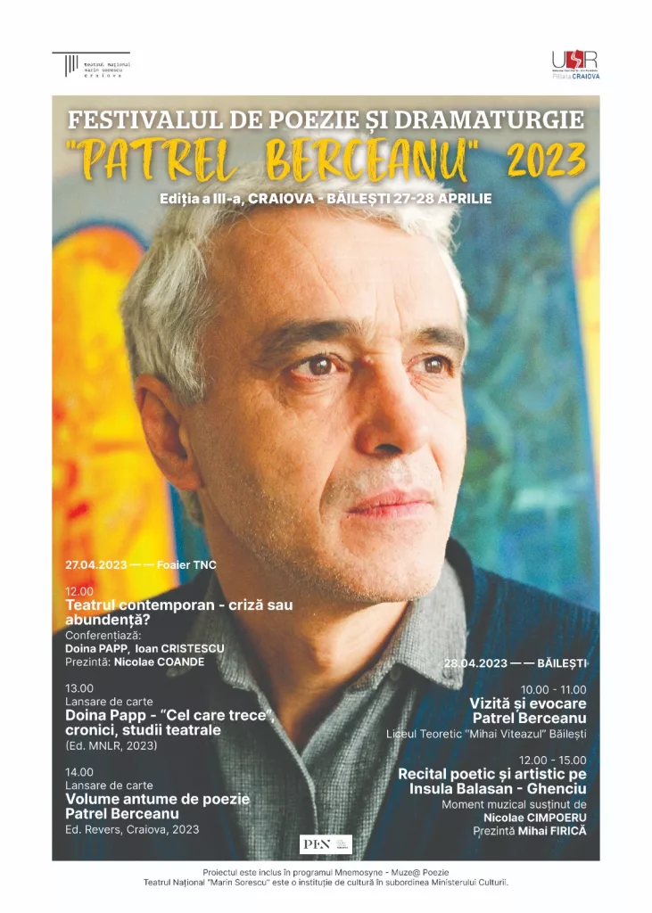 Craiova: Cea de-a III-a ediție a Festivalului de Poezie și Dramaturgie „Patrel Berceanu”