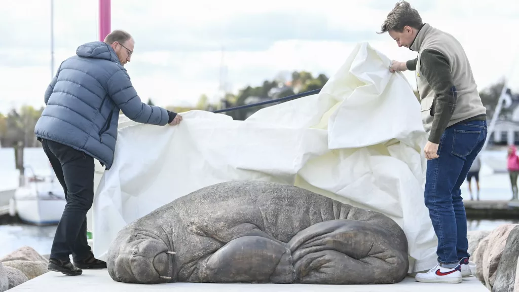 Morsă eutanasiată din cauza oamenilor, omagiată cu o sculptură în bronz