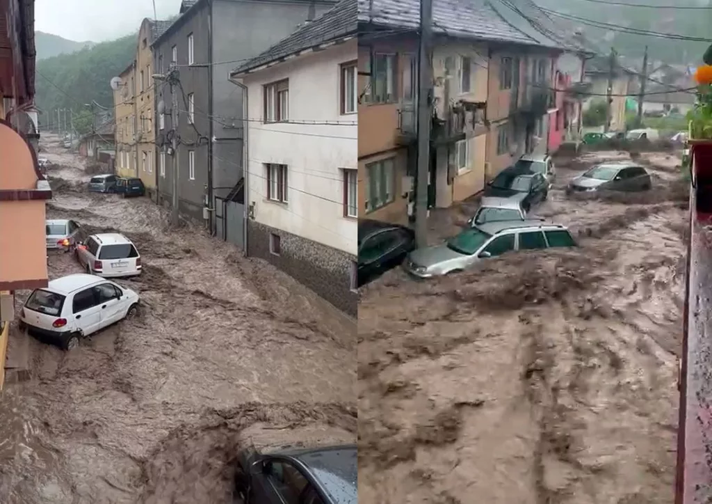 (VIDEO) Torenți pe străzile din Reșița